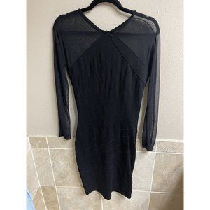 Reiss Women’s Dress Mesh Sleeve Bodycon US 8 Black UK 12